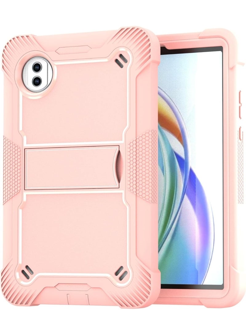 VKL Compatible with Honor Pad X7 8.7 inch 2025 Tablet Case, Kids-Friendly 3 in 1 Hybrid Shockproof Silicone Gel Protective Tablet Cover Built In Stand (Rose Gold)