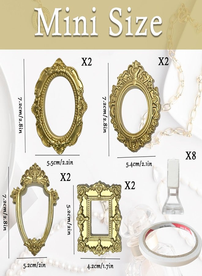 XLANMAY 8Set Mini Gold Frames - Vintage Resin Picture DIY Small Display Frames with Double-Sided Tape and 8pcs Holder Photography Resin Photo Frame for Decoration - Image 4