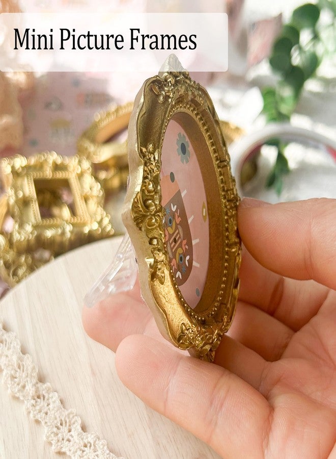 XLANMAY 8Set Mini Gold Frames - Vintage Resin Picture DIY Small Display Frames with Double-Sided Tape and 8pcs Holder Photography Resin Photo Frame for Decoration - Image 2