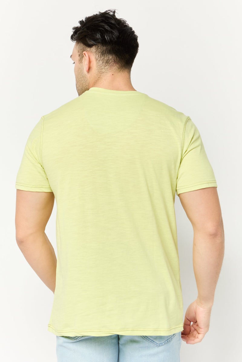 Company Eighty One Men V Neck Short Sleeves Heather T-Shirt, Lime Green - Image 4