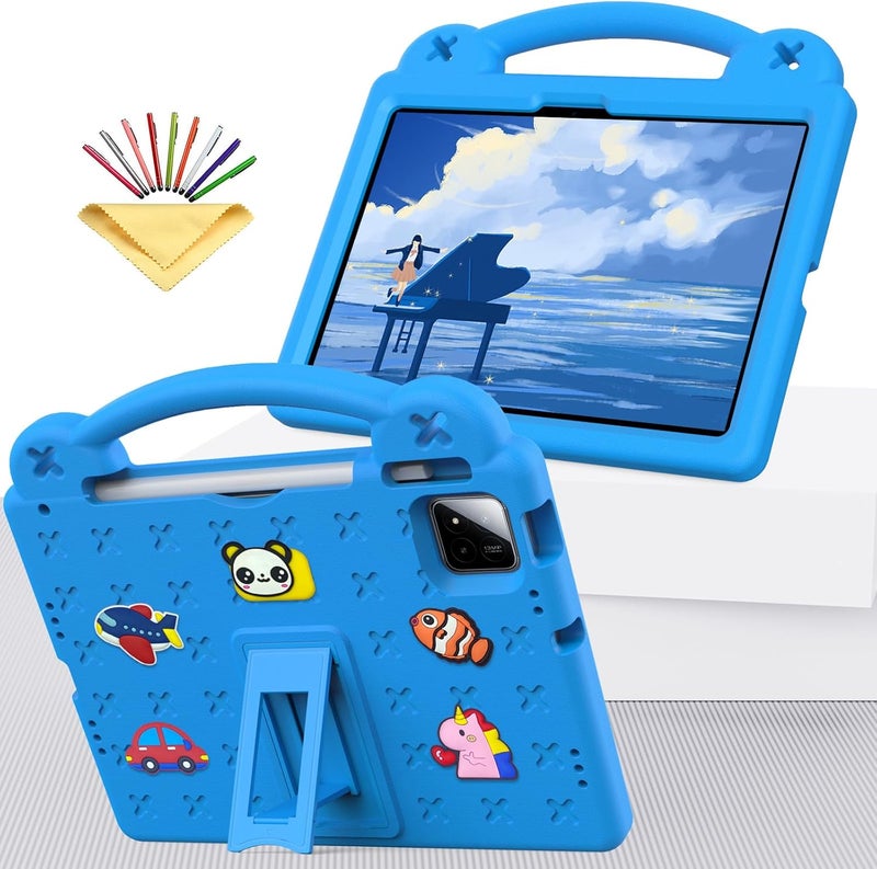 حامل شخصيات DIY لطيف باللون السماوي، علبة أطفال مضادة للصدمات لجهاز لوحي 11 بوصة برو 2024 - Image 1
