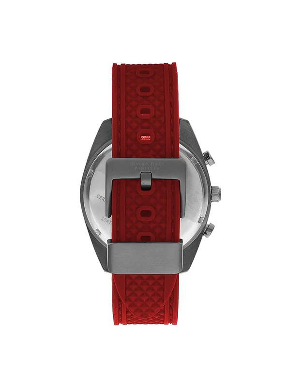 بيفرلي هيلز بولو كلوب Men'S Vx9J Movement Watch, Multi Function Display And Silicone Strap - Bp3337X.061, Red