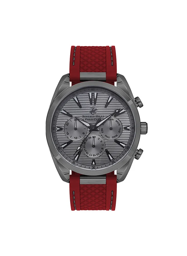 BEVERLY HILLS POLO CLUB Beverly Hills Polo Club BP3337X.061 Men's Multi Function Display Watch & Silicone Strap Red