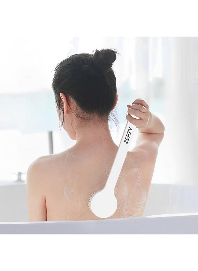 Generic ZEPZY Bath Body Brush with Soft Comfortable Bristles Long Handle Gentle Exfoliation Improve Skin's Health and Beauty Wet or Dry Brushing Back Scrubber for Shower Pack of 1 (WHITE)  - Image 1