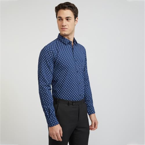 Raymond Men Cotton Print Slim Fit Shirt (RCSQ01675-B7_Dark Blue, 42) - Image 2