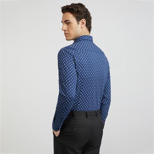 Raymond Men Cotton Print Slim Fit Shirt (RCSQ01675-B7_Dark Blue, 42) - Image 4