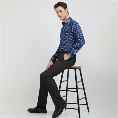 Raymond Men Cotton Print Slim Fit Shirt (RCSQ01675-B7_Dark Blue, 42) - Image 5