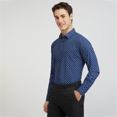 Raymond Men Cotton Print Slim Fit Shirt (RCSQ01675-B7_Dark Blue, 42) - Image 3