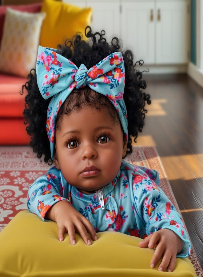 ADFO Lifelike Reborn Baby Dolls, 18 inch Realistic Black Girl Newborn Real Life Baby Girl Dolls Soft Vinyl Baby Dolls with Clothes and Toy Gift for Kids Age 3+ - Image 5