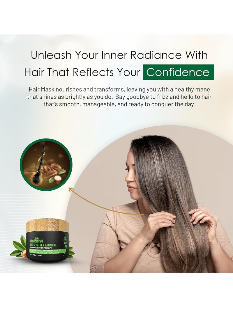 Herbishh - Herbishh H2 Combo (Condition + Hair Treatment) Pro Keratin Hair Mask 150 gm and Argan Oil for Hair 30ml for Men & Women | Combo for Dry, Weak & Frizz Hair - Image 1