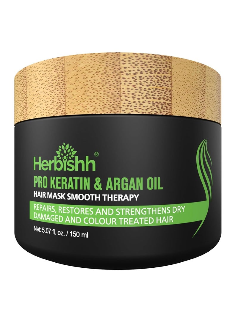 Herbishh - Herbishh H2 Combo (Condition + Hair Treatment) Pro Keratin Hair Mask 150 gm and Argan Oil for Hair 30ml for Men & Women | Combo for Dry, Weak & Frizz Hair - Image 1