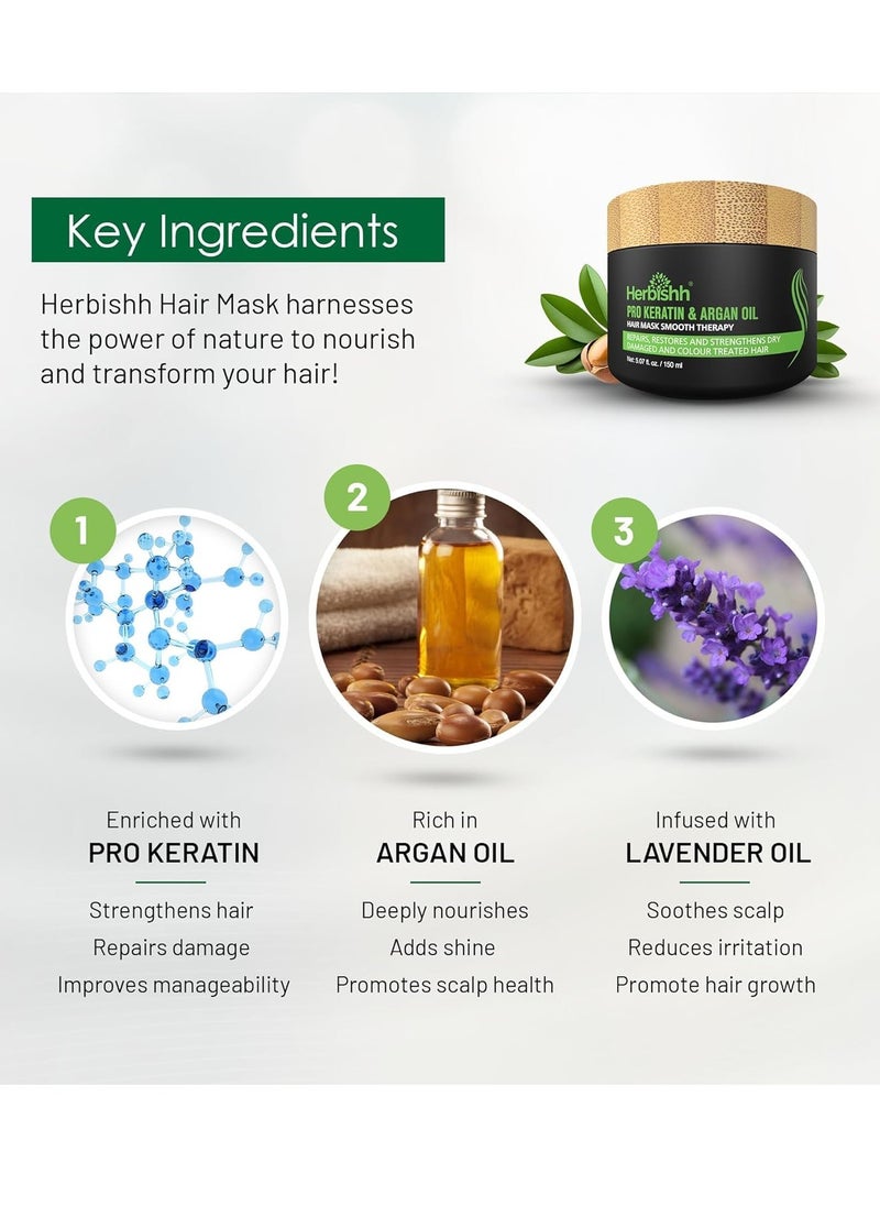 Herbishh - Herbishh H2 Combo (Condition + Hair Treatment) Pro Keratin Hair Mask 150 gm and Argan Oil for Hair 30ml for Men & Women | Combo for Dry, Weak & Frizz Hair - Image 1