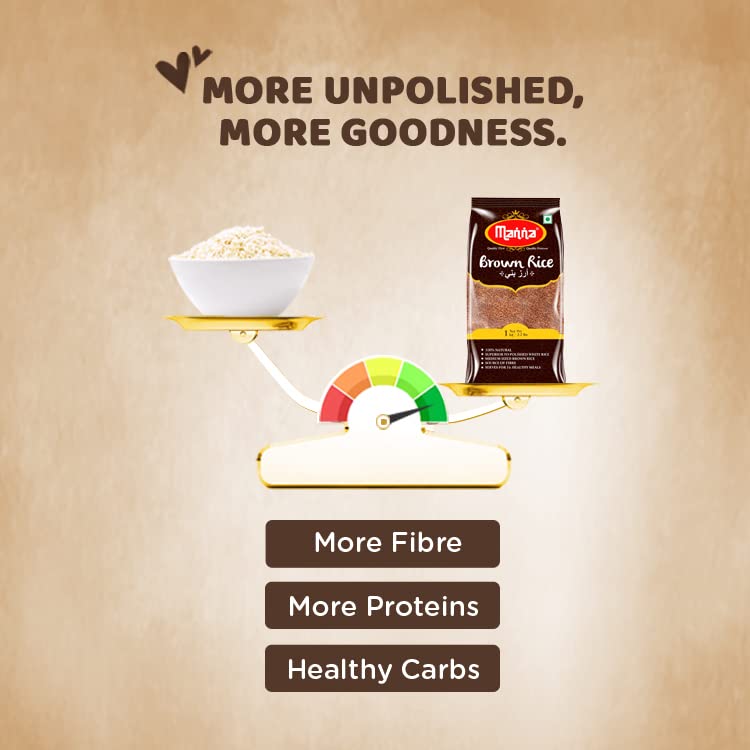 Manna Brown Rice 1kg (Unpolished) Naturally Low GI | High in Fibre | Helps Control Diabetes - Image 4