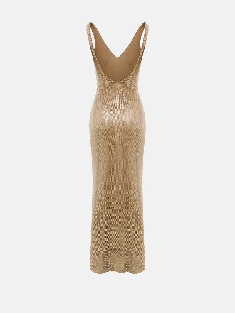 Lichi  Maxi dress with mesh straps and rhinestones for Women | Best Price UAE
