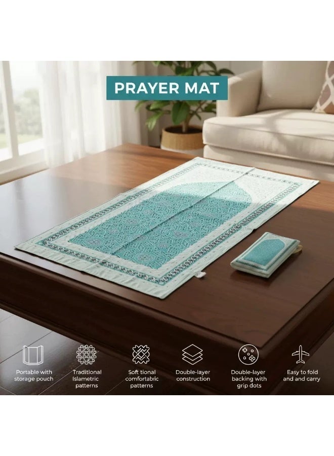 TranquilBeads 99 Beads Blue Luminous Tasbih 6mm with Prayer Mat and Storage Bag, Muslim Gift Set for Men and Women, Ramadan Eid Hajj Umrah Gift - Image 2