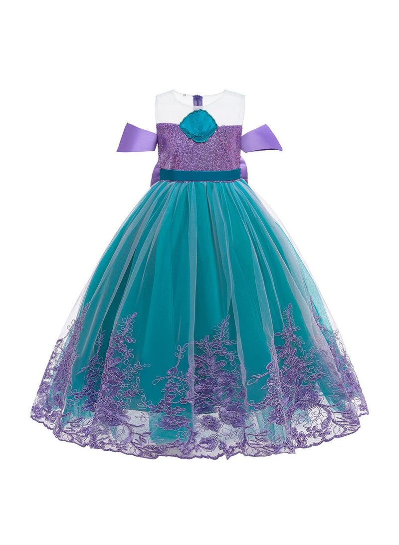 Children's cosplay clothing mermaid mesh sequins shell princess dress dress girls' dress performance clothing 120cm - Image 1