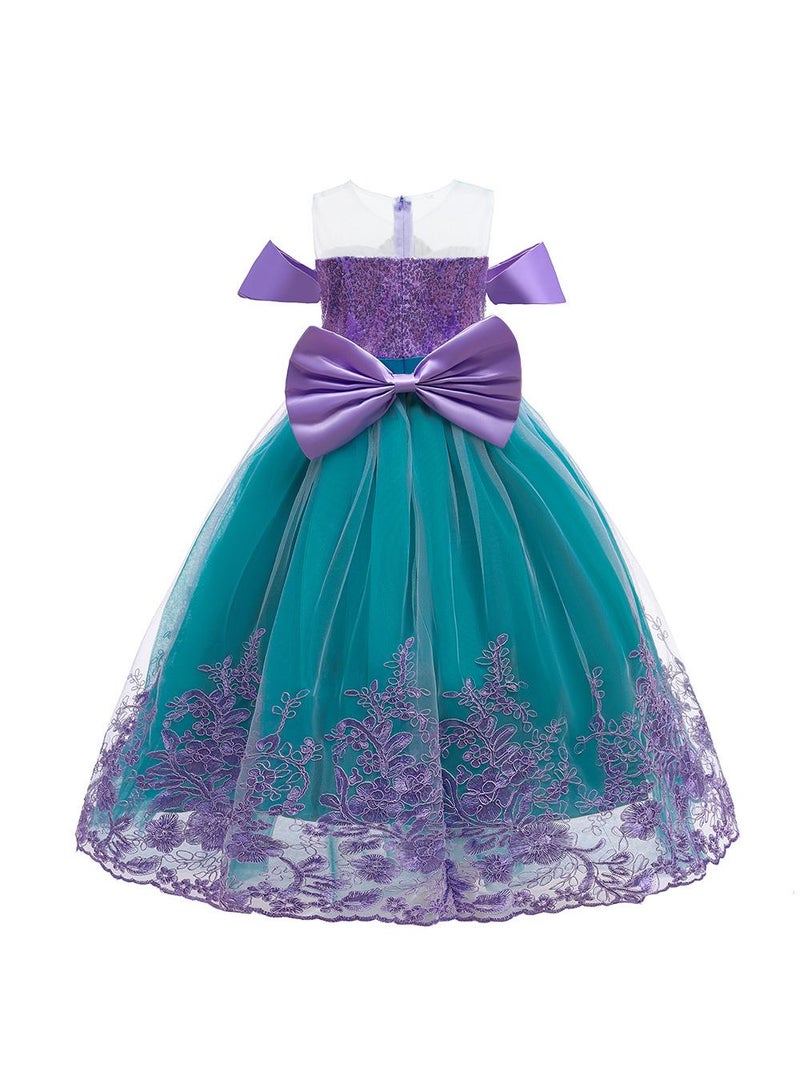 Children's cosplay clothing mermaid mesh sequins shell princess dress dress girls' dress performance clothing 120cm - Image 4