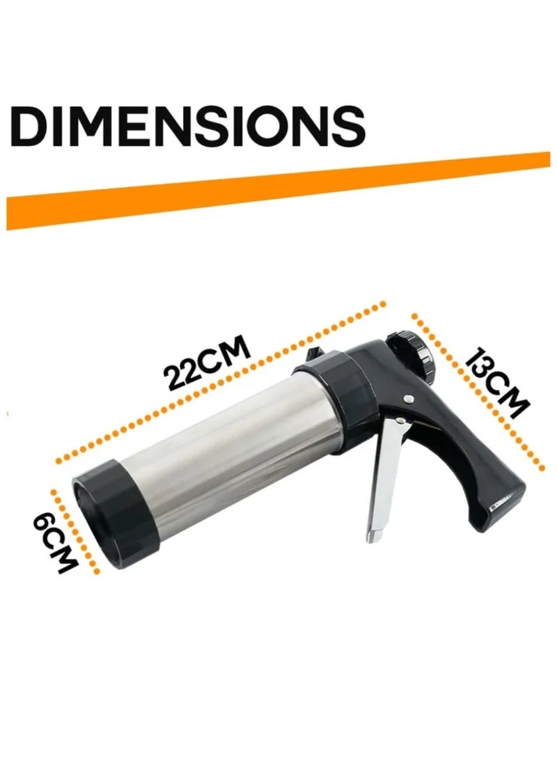 Stainless steel cookie press and cake decorating icing set with 13-piece icing gun and decorating tools - Image 1