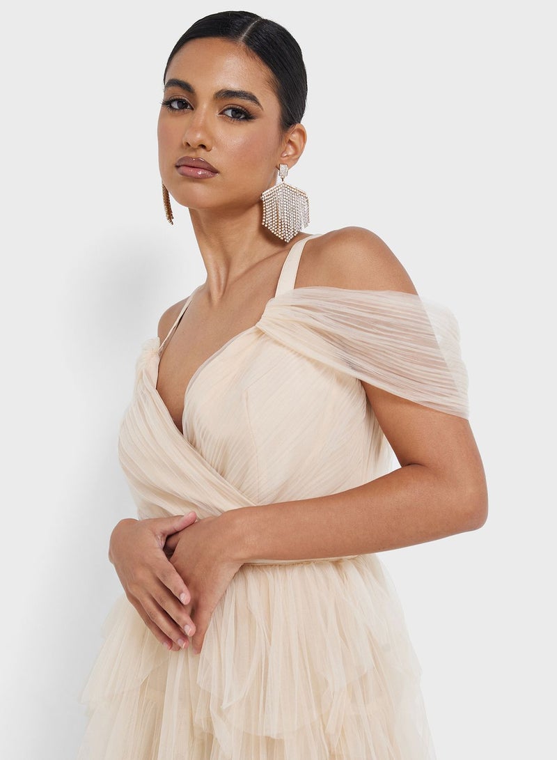 True Decadence Tulle Ruffled Midi Dress - Image 3