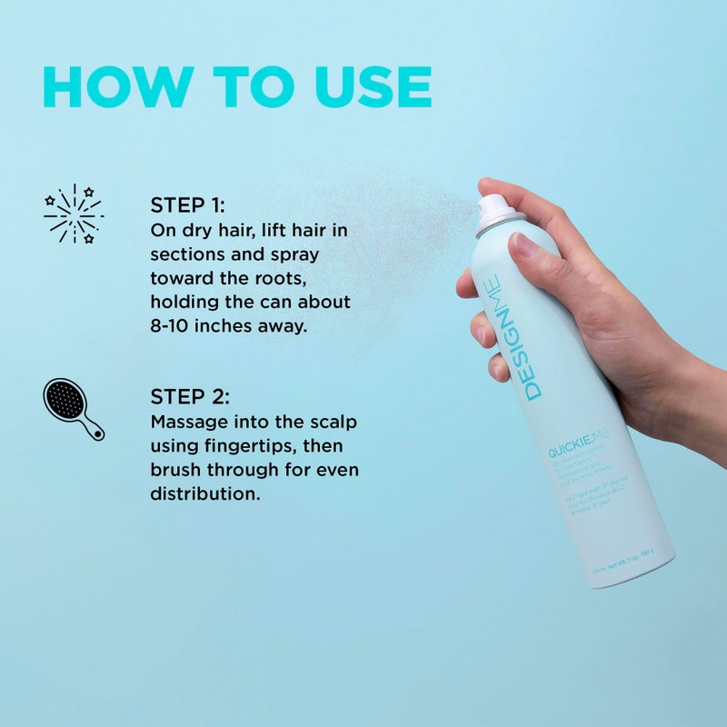 Design.Me QUICKIE.ME Dry Shampoo For Dark Tones | Instantly Refreshes, Absorbs Oils | Root-Lifting Formula with Rice Starch | Residue-Free Waterless Spray for Brown, Black, Dark & Red Hair - Image 5