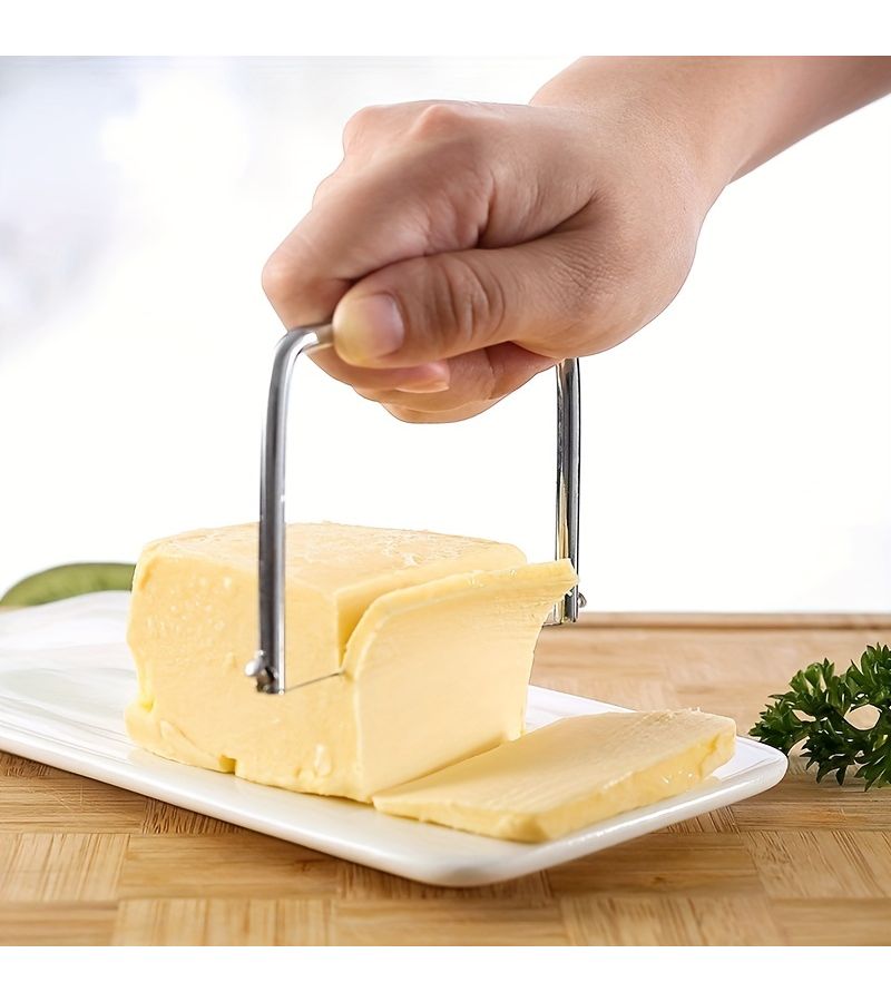 Stainless Steel Cheese Slicer Handheld Wire Cutter For Butter Eggs Tofu Cake Soft Foods Cheesecake Preparation Durable Kitchen Tool With Easy Grip Handle - Image 1