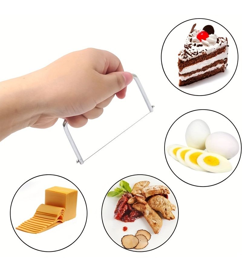 Stainless Steel Cheese Slicer Handheld Wire Cutter For Butter Eggs Tofu Cake Soft Foods Cheesecake Preparation Durable Kitchen Tool With Easy Grip Handle - Image 5