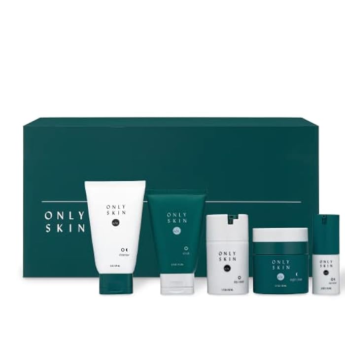 ONLY SKIN Premium Skin Care Kit, 5 Piece Kit Includes: Facial Cleanser, Exfoliating Scrub, Moisturizing Day Cream, Renewing Night Cream, Anti-Aging Eye Serum, Skincare Gift Set - Image 1