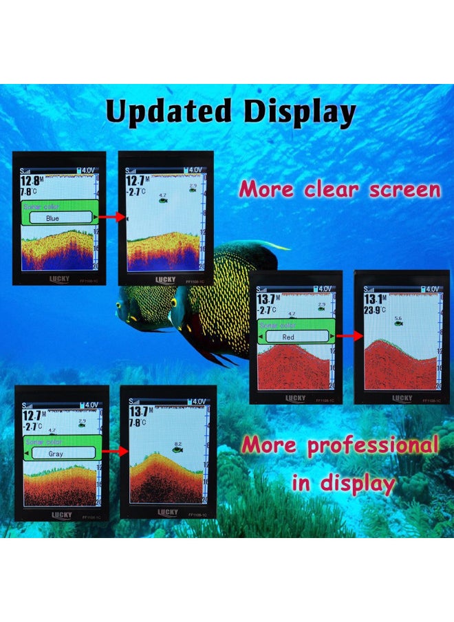 Lucky LUCKY Portable Fish Finder Handheld Kayak Fish Finders Wired Fish Depth Finder Sonar Sensor Transducer for Boat Fishing Sea Fishing  - Image 4