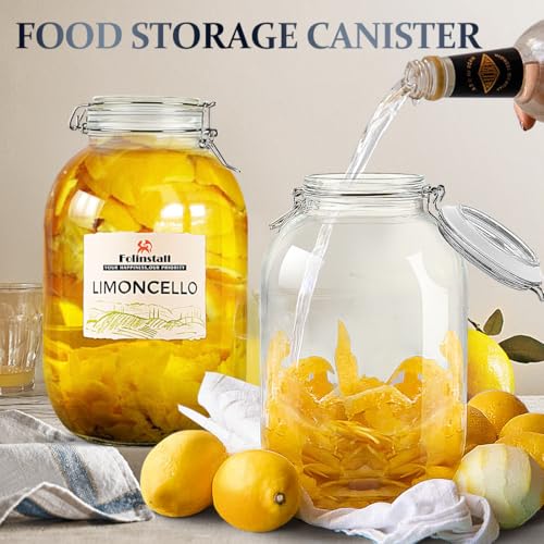 Folinstall Gallon Glass Jar with Airtight Lid - Large Mason Jar for Pickled Eggs, Kombucha, Limoncello, Sun Tea (Extra Gasket) - Image 2