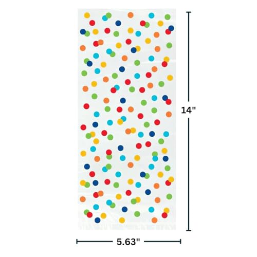 Unique Party Vibrant Rainbow Polka Dots Cellophane Bags - (Pack of 20) - Premium Quality & Eye-Catching Multi-Color Design - Perfect for Parties, Gifts & Favors - Image 2