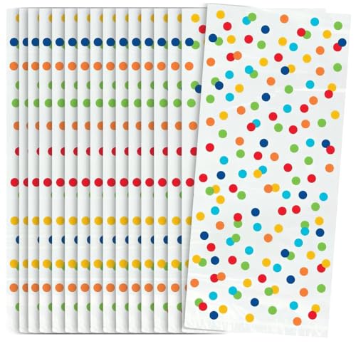 Unique Party Vibrant Rainbow Polka Dots Cellophane Bags - (Pack of 20) - Premium Quality & Eye-Catching Multi-Color Design - Perfect for Parties, Gifts & Favors - Image 1