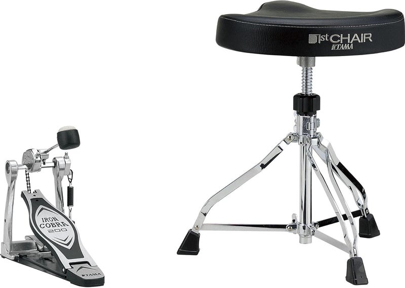 حزمة معدات تاما HED2G مع دواسة آيرون كوبرا وكرسي الطبول