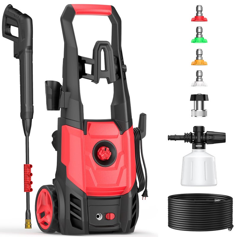 Paporia Electric Pressure Washer, 2.5 Max GPM Electric Power Washer with Foam Cannon, Powerwasher with 4 Nozzles, High Pressure Washer for Cars, Driveways, Patios, Decks - Image 1