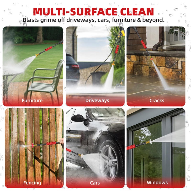Paporia Electric Pressure Washer, 2.5 Max GPM Electric Power Washer with Foam Cannon, Powerwasher with 4 Nozzles, High Pressure Washer for Cars, Driveways, Patios, Decks - Image 5