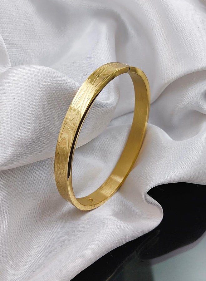 Saiizen Sophisticated High-End Gold-Plated Designer Kada Bracelet Premium Q - Image 5