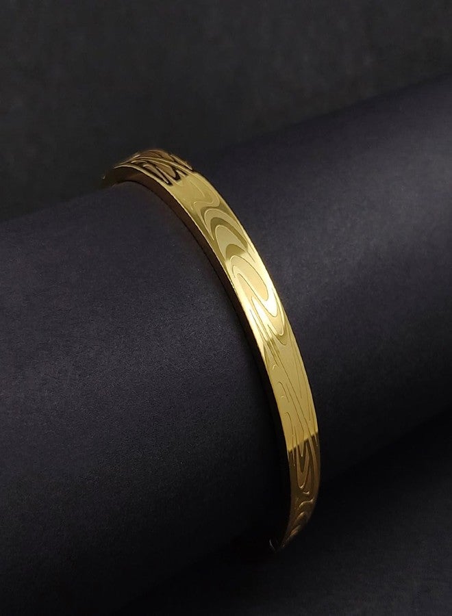 Saiizen Sophisticated High-End Gold-Plated Designer Kada Bracelet Premium Q - Image 3