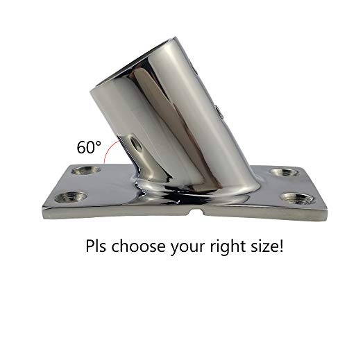 keehui Heavy DudyBoat Hand Rail Fitting-60 Degree 1 inch Rectangular Base-Marine 316 Stainless Steel Deck Hardware - Image 4
