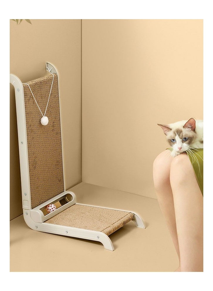 إن كي أكس لوح خدش للقطط على شكل حرف L، قطعة أثرية لطحن مخالب الحيوانات الأليفة، لوح خدش كبير للقطط، لعبة قطط مضادة للخدش باللون الأبيض - Image 5