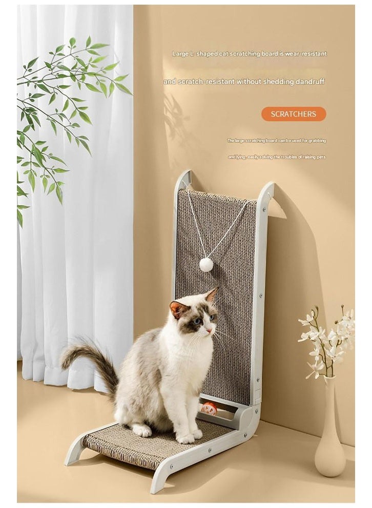 إن كي أكس لوح خدش للقطط على شكل حرف L، قطعة أثرية لطحن مخالب الحيوانات الأليفة، لوح خدش كبير للقطط، لعبة قطط مضادة للخدش باللون الأبيض - Image 4