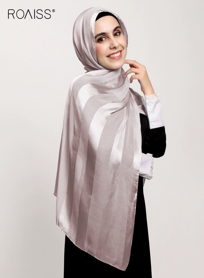 Women's Hijab Chiffon Silk Head Scarf Scarf Shawl Gradient Color Scarf Daily Hijab for Muslim Women Hijab Head Wrap for Women Sun Shade,Dust Protection Wide Striped Hollow Solid Color Pink