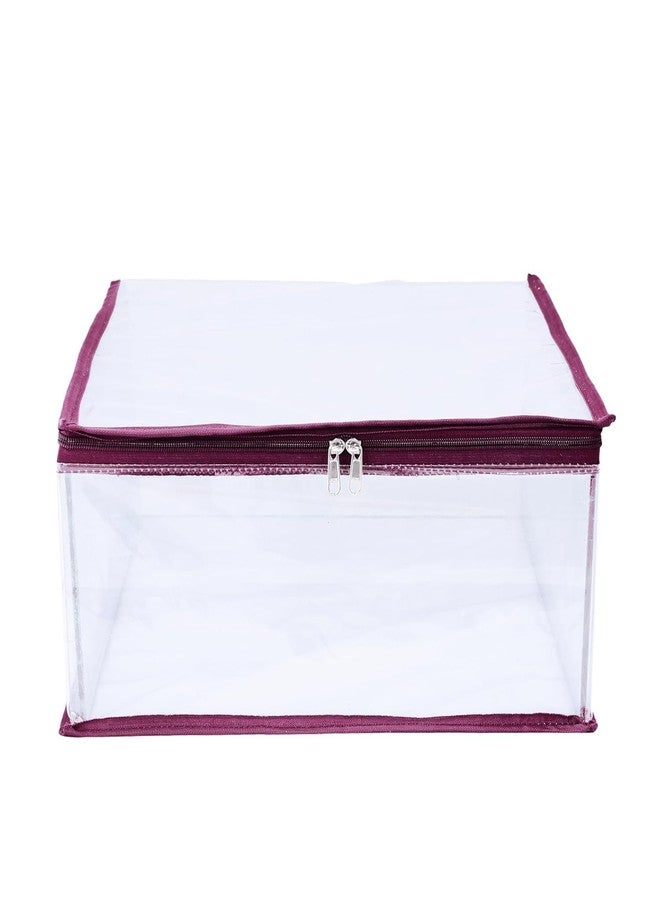 ABBASI Saree Cover Storage Bag Big for Clothes with Zip Organizer for Wardrobe, transparent Large Design Boxes (Maroon, Pack of 1) - Image 1