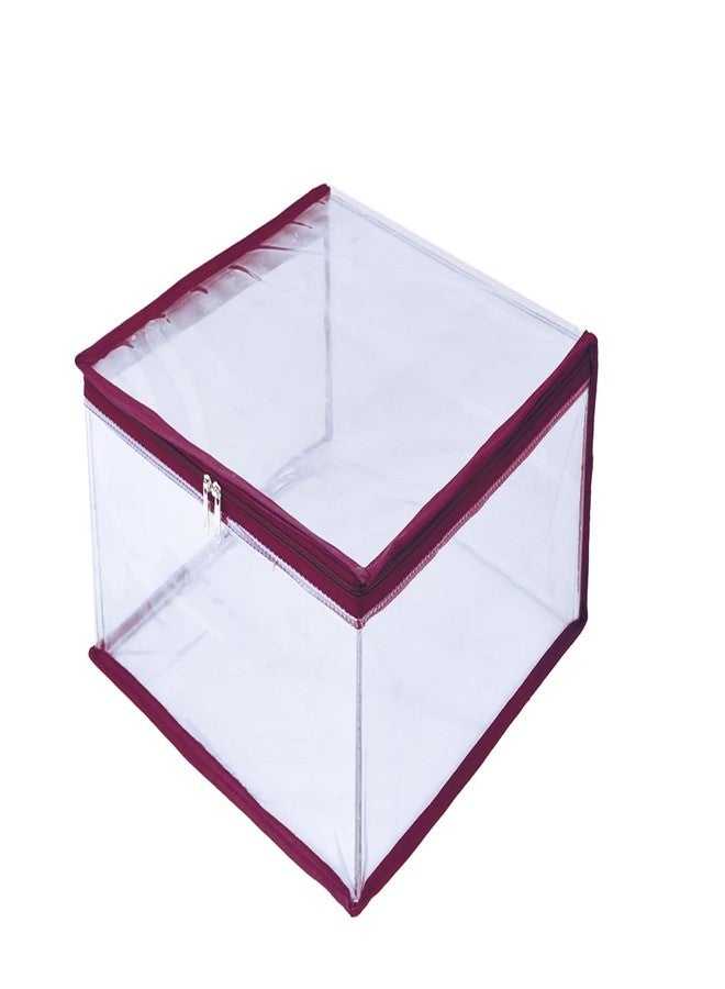 ABBASI Saree Cover Storage Bag Big for Clothes with Zip Organizer for Wardrobe, transparent Large Design Boxes (Maroon, Pack of 1) - Image 4
