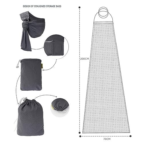 CUBY Water Baby Sling Carrier Lightweight Breathable Mesh Baby Ring Slings Adjustable QuickDrying Ring Sling Baby Carrier for Newborn Kids Toddlers Summer Swimming Pool BeachDeep Grey - Image 3