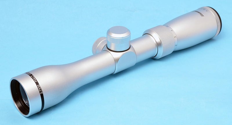 Hammers Long Eye Relief Pistol Scout Scope 2-7X32 Silver Chrome with Weaver Rings - Image 1