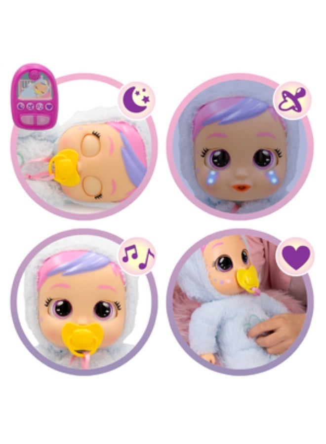 Cry Babies Jenna Sleep Routine Interactive Baby Doll with Remote Monitor, 25 Sounds & Reactions, Light-Up Tears, Sleep Sounds, Music, Pacifier & Soft Plush Outfit, 32.5cm - Image 3
