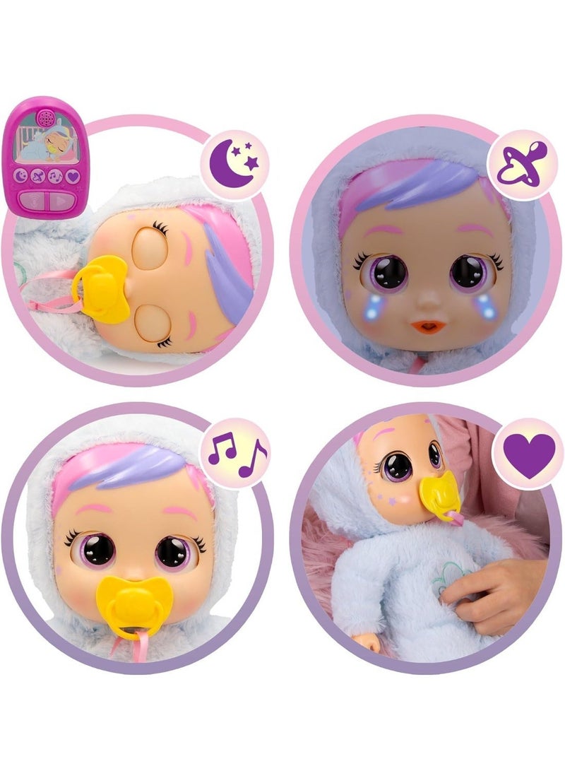 Cry Babies Jenna Sleep Routine Interactive Baby Doll with Remote Monitor, 25 Sounds & Reactions, Light-Up Tears, Sleep Sounds, Music, Pacifier & Soft Plush Outfit, 32.5cm - Image 4