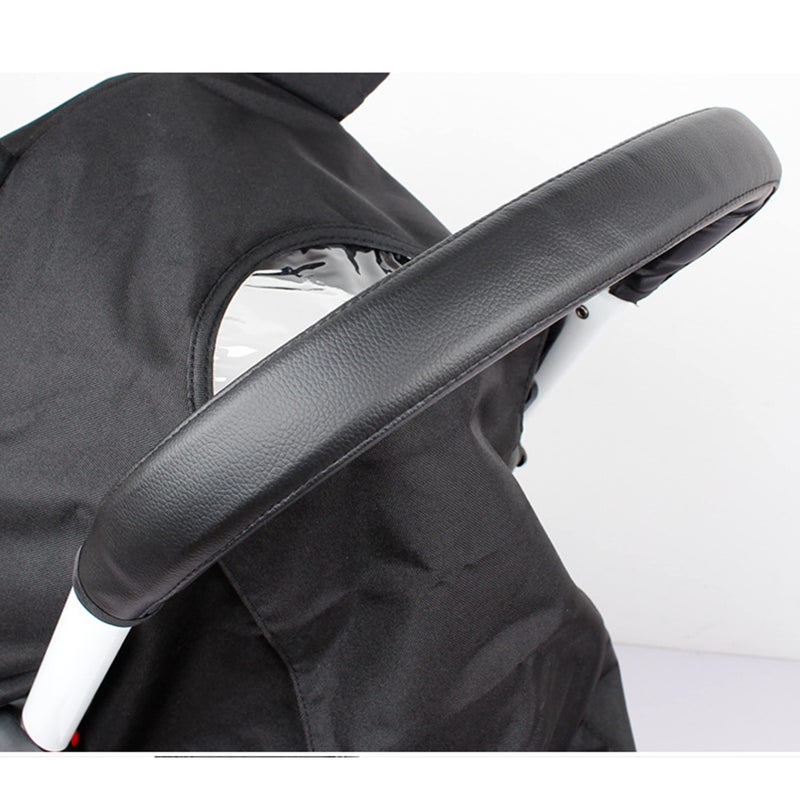 LLUFO Stroller Handle Cover,Handle Sleeve Cover, Grip Bar, Replacement, Compatible with BBZ Yoya Stroller Armrest Bumper Bar Accessories Zipper Open Vegan Leather - Black - Image 5