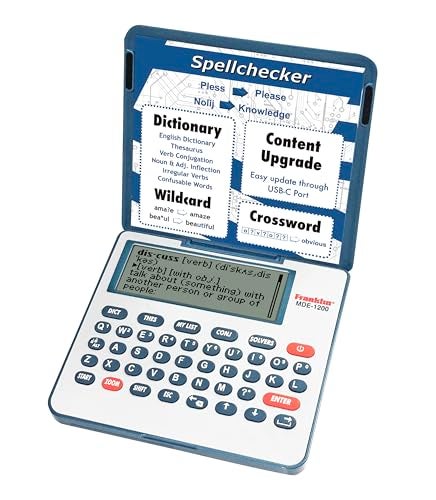 Franklin MDE-1200 Electronic Dictionary and Thesaurus – English Dictionary, Synonyms, Spell Checker, Word Games, Grammar Tools, Digital Dictionary, Portable Device with LCD Screen - Image 1