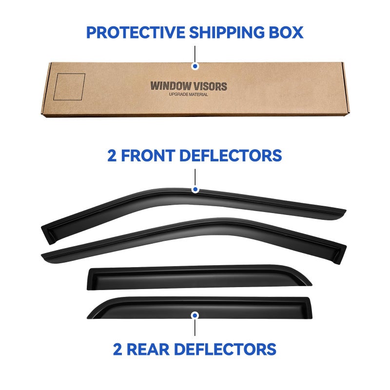 YQAUTEC Window Visors Rain Guards Shield for 2011-2019 Ford Explorer, Out-Channel Window Vent Wind Deflectors Visors Shades for 11 12 13 14 15 16 17 18 19 Explorer - Image 5