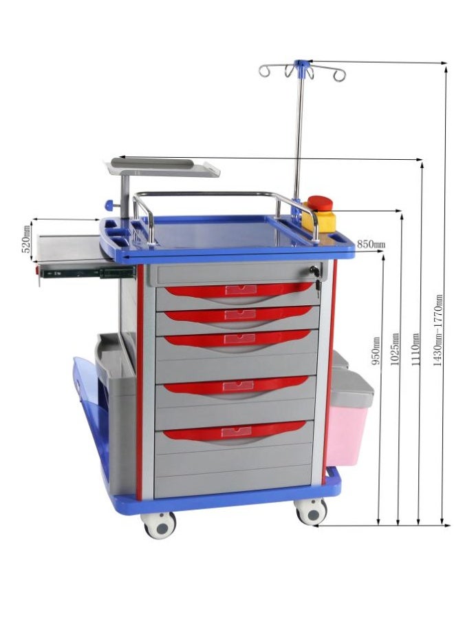 GRACE MEDY ABS Emergency Cart – Durable Hospital Crash Cart with Lockable Drawers - Image 2